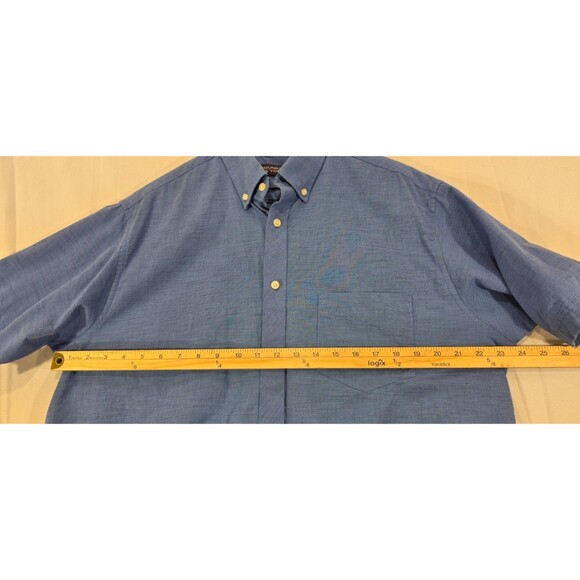 Roundtree & Yorke Mens Cotton Shirt Short Sleeve Button Down Blue Size L - Picture 8 of 10